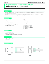MM1257BT datasheet: High-precision three-pin regulator MM1257BT