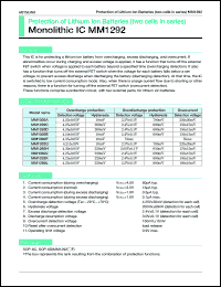 MM1292CF datasheet: Protection of lithium ion battery (two cells in series) MM1292CF