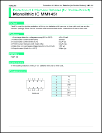 MM1451 datasheet: Protection of lithium ion battery (for double-protect) MM1451