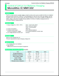 MM1332BF datasheet: Control of lithium ion battery chargihg MM1332BF