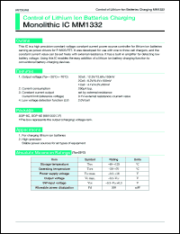 MM1332DF datasheet: Control of lithium ion battery chargihg MM1332DF