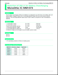 MM1373E datasheet: Detection of lithium ion battery overcharging MM1373E