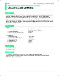 MM1278XA datasheet: High precision operational amplifier MM1278XA