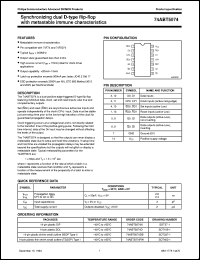 74ABT5074DB datasheet: Synchronizing dual D-type flip-flop with metastable immune characteristics 74ABT5074DB