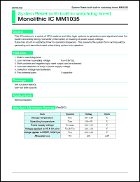 MM1035XD datasheet: System reset (with built-in watchdog timer) MM1035XD