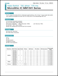 MM1501 datasheet: Video switch*75O driver*Y/C mix MM1501