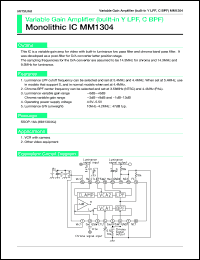 MM1304XJ datasheet: Variable gain amplifier (built-in Y LFP,C BPF) MM1304XJ