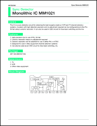 MM1021XS datasheet: Sync detector MM1021XS