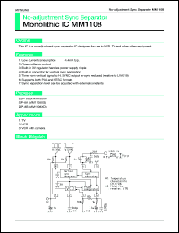 MM1108XF datasheet:  No-adjustment sync separator MM1108XF