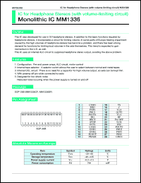 MM1336DF datasheet: IC for headphone stereos (with volume-limiting circuit) MM1336DF