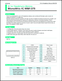 MM1376 datasheet: IC for headphone stereos MM1376