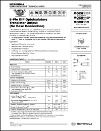 MOC8112 datasheet: 6-pin DIP optoisolators transistor output MOC8112