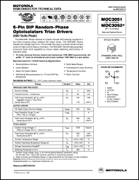MOC3051 datasheet: 6-pin DIP random-phase optoisolators triac driver MOC3051