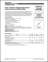 P6KE200A datasheet: Zener transient voltage suppressor undirectional and bidirectional P6KE200A