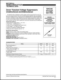 SA90A datasheet: Zener transient voltage suppressors unidirectional and bidirectional SA90A