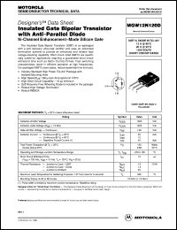 MGW12N120D datasheet: Insulated gate bipolar transistor with anti-parallel diode MGW12N120D