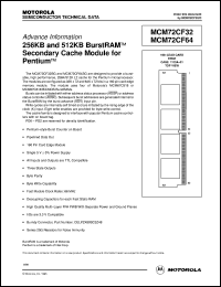 MCM72CF64SG66 datasheet: 256KB and 512KB burstRAM secondary cache module for pentium MCM72CF64SG66