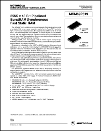 MCM69P819ZP3.8R datasheet: 256K x 18 bit pipelined burstRAM synchronous fast static RAM MCM69P819ZP3.8R