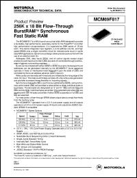 MCM69F817ZP7 datasheet: 256K x 18 bit flow-through burstRAM synchronous fast static RAM MCM69F817ZP7