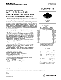 MCM67H618BFN10 datasheet: 64K x 18 bit burstRAM synchronous fast static RAM MCM67H618BFN10