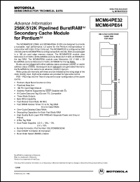 MCM64PE64SDG66 datasheet: 256K/512K pipelined burstRAM secondary cache module for pentium MCM64PE64SDG66