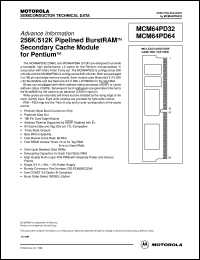 MCM64PD32SG66 datasheet: 256K/512K pipelined burstRAM secondary cache module for pentium MCM64PD32SG66