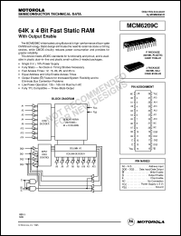 MCM6209CJ15 datasheet: 64K X 4 fast static RAM MCM6209CJ15