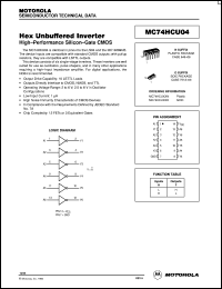 MC74HCU04D datasheet: Hex unbuffered inverter MC74HCU04D