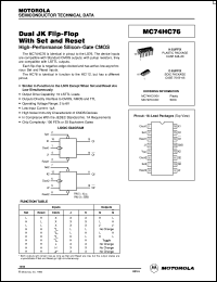 MC74HC76N datasheet: Dual JK flip-flop with set and reset MC74HC76N