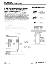 MC74HC589N datasheet: 8-bit serial or parallel-input/serial-output shift register MC74HC589N