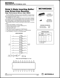 MC74HC540AN datasheet: Octal 3-state inverting buffer/line driver/line receiver MC74HC540AN