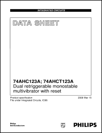 74AHCT123A datasheet: Dual retriggerable monostable multivibrator with reset 74AHCT123A