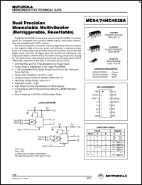 MC54HC4538AJ datasheet: Dual precision monostable multivibrator MC54HC4538AJ