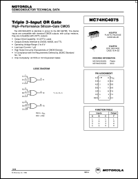 MC74HC4075D datasheet: Triple 3-input OR gate MC74HC4075D