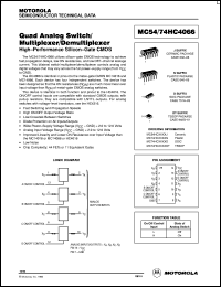 MC74HC4066N datasheet: Quad analog switch/multiplexer/demultiplexer MC74HC4066N