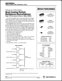 MC74HC4066AN datasheet: Quad analog switch/multiplexer/demultiplexer MC74HC4066AN