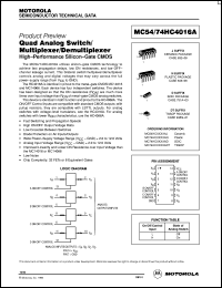 MC74HC4016AN datasheet: Quad analog switch/multiplexer/demultiplexer MC74HC4016AN