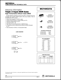 MC74HC27AN datasheet: Triple 3-input NOR gate MC74HC27AN