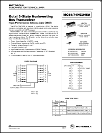 MC54HC245AJ datasheet: Octal 3-state noninverting bus transceiver MC54HC245AJ