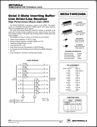 MC74HC240AN datasheet: Octal 3-state inverting buffer/line driver/line receiver MC74HC240AN