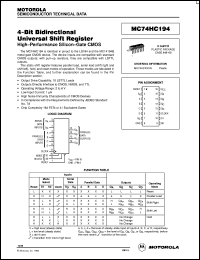 MC74HC194N datasheet: 4-bit bidirectional universal shift register MC74HC194N