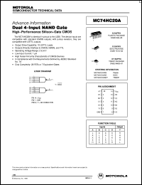 MC74HC20AN datasheet: Dual 4-input NAND gate MC74HC20AN