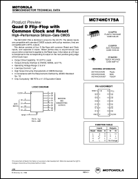 MC74HC175AN datasheet: Quad D flip-flop with common clock and reset MC74HC175AN