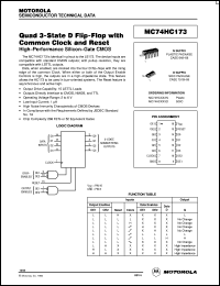 MC74HC173D datasheet: Quad 3-state D flip-flop with common clock and reset MC74HC173D