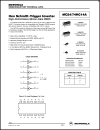 MC54HC14AJ datasheet: Hex schmitt-trigger inverter MC54HC14AJ