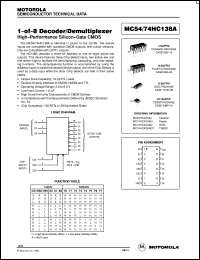 MC74HC138AD datasheet: 1-of-8 decoder/demultiplexer MC74HC138AD