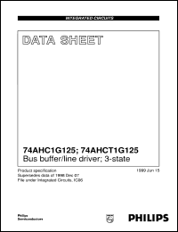 74AHC1G125 datasheet: Bus buffer/line driver; 3-state 74AHC1G125