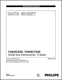 74AHC245D datasheet: Octal bus tranceiver; 3-state 74AHC245D