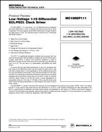 MC100EP111 datasheet: Low-voltage 1:10 differential ECL/PECL clock driver MC100EP111