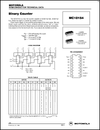 MC10154P datasheet: Binary counter MC10154P